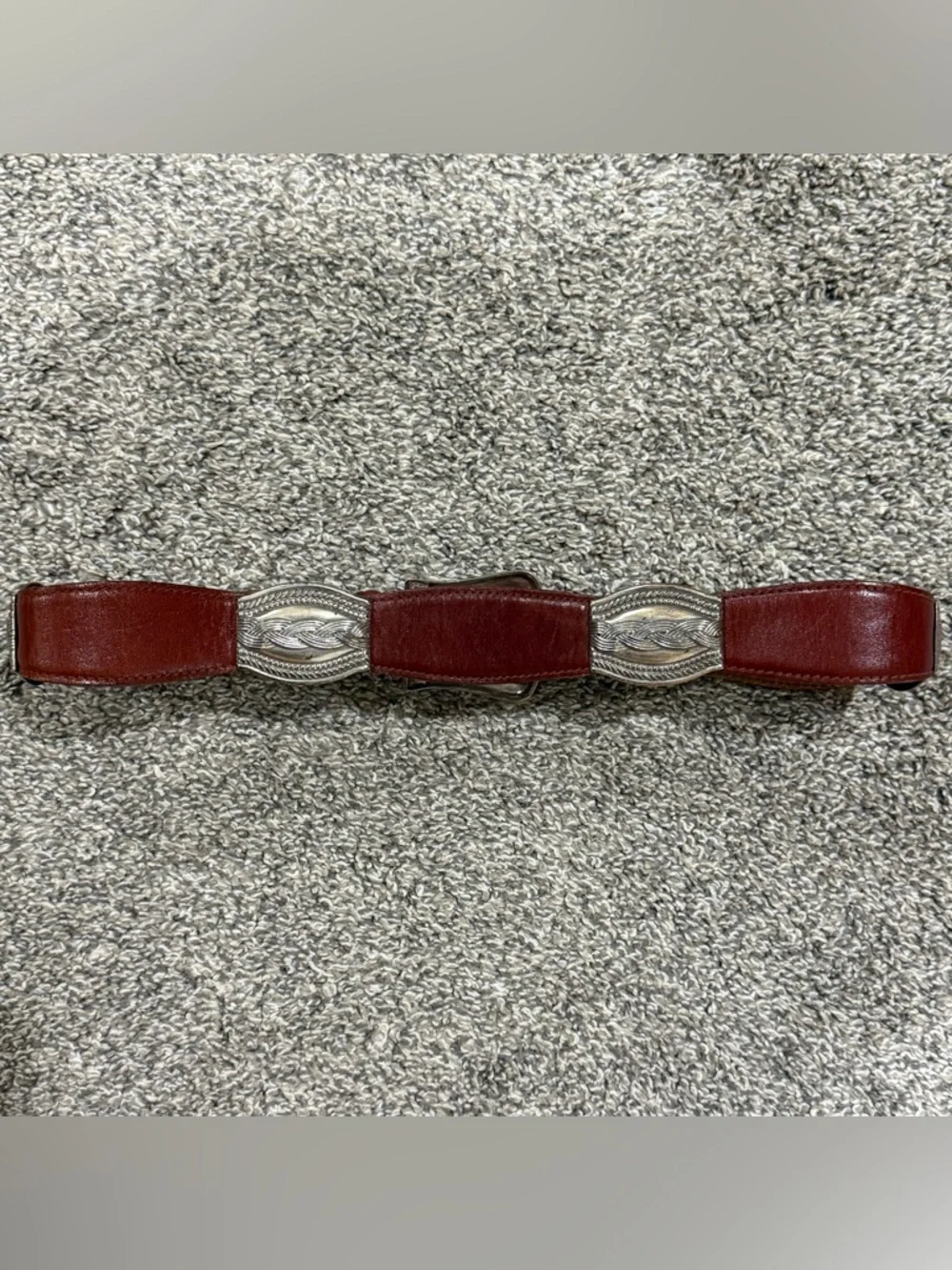 Fossil Brown Leather Belt with Silver-Tone Conchos - Picture 4 of 7